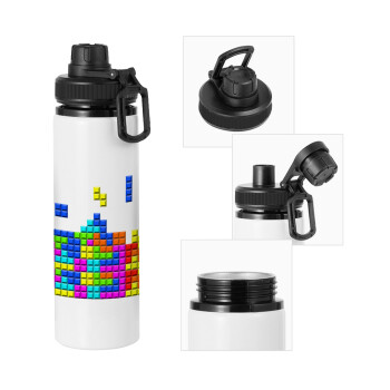Tetris blocks, Metal water bottle with safety cap, aluminum 850ml