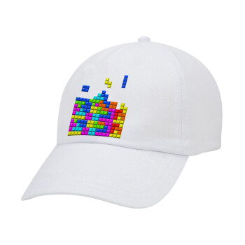 Tetris blocks, Adult Baseball Cap White 5-panel (POLYESTER, ADULT, UNISEX, ONE SIZE)