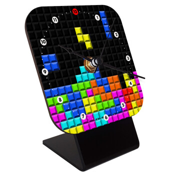 Tetris blocks, Επιτραπέζιο ρολόι ξύλινο με δείκτες (10cm)