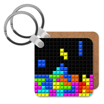 Tetris blocks, Μπρελόκ Ξύλινο τετράγωνο MDF
