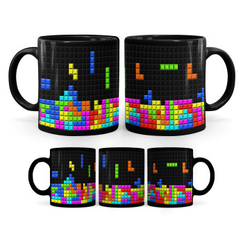Tetris blocks, Κούπα Μαύρη, κεραμική, 330ml