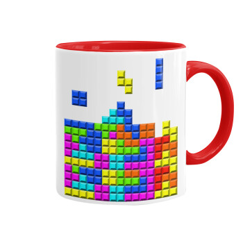 Tetris blocks, Κούπα χρωματιστή κόκκινη, κεραμική, 330ml