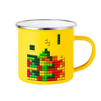 Tetris blocks, Yellow Enamel Metallic Cup 360ml