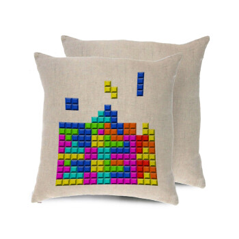 Tetris blocks, Μαξιλάρι καναπέ ΛΙΝΟ 40x40cm περιέχεται το  γέμισμα
