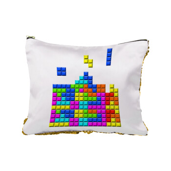 Tetris blocks, Τσαντάκι νεσεσέρ με πούλιες (Sequin) Χρυσό