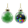 Transparent Christmas tree ball ornament with green filling 8cm