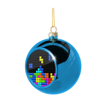 Tetris blocks, Blue Christmas tree ball ornament 8cm