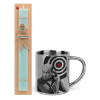 Easter Set, metallic thermal cup (300ml) & aromatic flat Easter candle (30cm) (TURQUOISE)