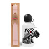 Easter Set, metallic aluminum bottle (500ml) & aromatic flat Easter candle (30cm) (PINK)