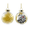 Transparent Christmas tree ball ornament with gold filling 8cm