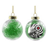 Transparent Christmas tree ball ornament with green filling 8cm