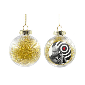 Θου Βου Φαλακρός Πράκτωρ, Transparent Christmas tree ball ornament with gold filling 8cm