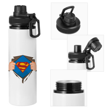 Superman hands, Metal water bottle with safety cap, aluminum 850ml