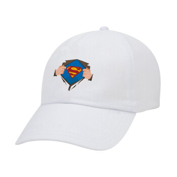 Superman hands, Καπέλο Ενηλίκων Baseball Λευκό 5-φύλλο (POLYESTER, ΕΝΗΛΙΚΩΝ, UNISEX, ONE SIZE)