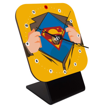 Superman hands, Επιτραπέζιο ρολόι ξύλινο με δείκτες (10cm)