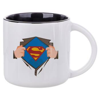 Superman hands, Κούπα κεραμική 400ml Λευκή/Μαύρη