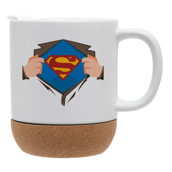 Superman hands, Ceramic coffee mug Cork (MAT), 330ml (1pcs)