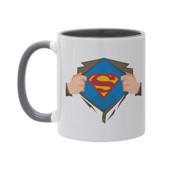 Superman hands, Mug colored grey, ceramic, 330ml