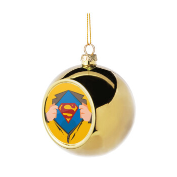 Superman hands, Golden Christmas tree ball ornament 8cm