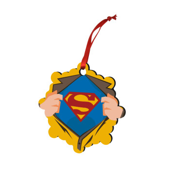 Superman hands, Christmas ornament snowflake wooden 7.5cm