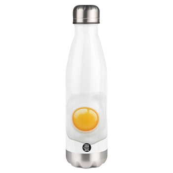 Fry egg, Metal mug thermos White (Stainless steel), double wall, 500ml