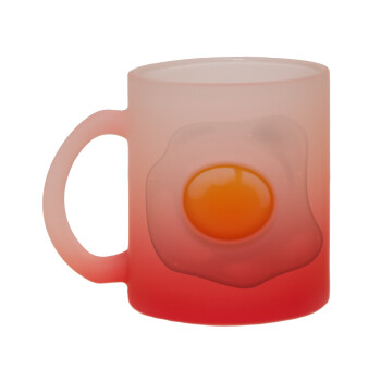 Fry egg, Κούπα γυάλινη δίχρωμη με βάση το κόκκινο ματ, 330ml