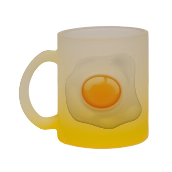 Τηγανητό αυγό, Κούπα γυάλινη δίχρωμη με βάση το κίτρινο ματ, 330ml