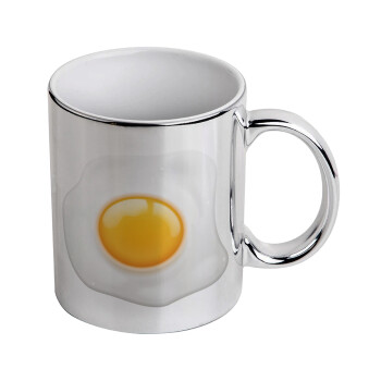 Fry egg, Mug ceramic, silver mirror, 330ml