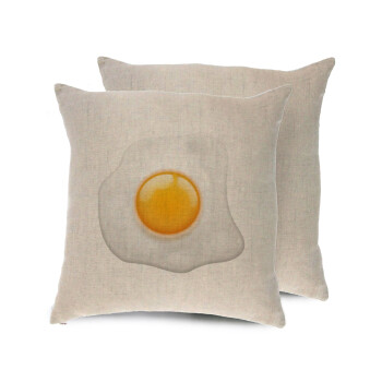 Fry egg, Μαξιλάρι καναπέ ΛΙΝΟ 40x40cm περιέχεται το  γέμισμα