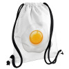 Backpack pouch GYMBAG white, with pocket (40x48cm) & thick cords