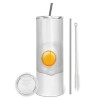 Eco friendly stainless steel tumbler 600ml, with metal straw & cleaning brush