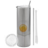 Eco friendly stainless steel Silver tumbler 600ml, with metal straw & cleaning brush