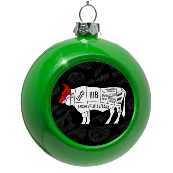 Diagrams for butcher shop, Green Christmas tree ornament bauble 8cm