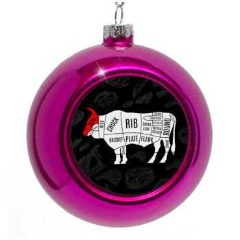 Diagrams for butcher shop, Purple Christmas tree ornament bauble 8cm