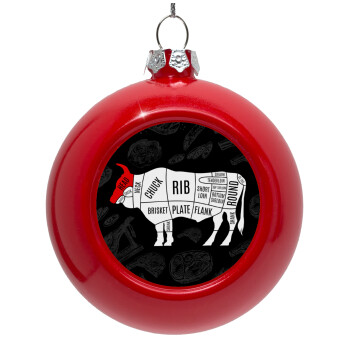 Diagrams for butcher shop, Red Christmas tree ornament bauble 8cm