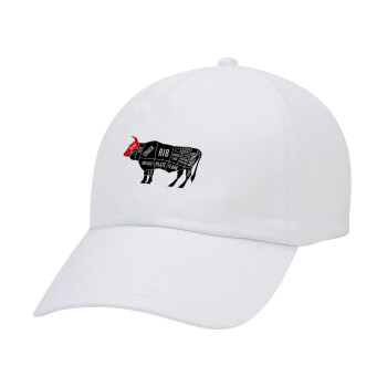 Diagrams for butcher shop, Adult Baseball Cap White 5-panel (POLYESTER, ADULT, UNISEX, ONE SIZE)