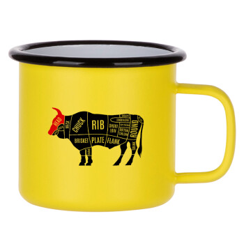 Diagrams for butcher shop, Metallic enamel MATT Yellow cup 360ml