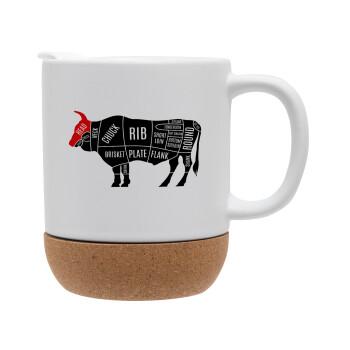 Diagrams for butcher shop, Ceramic coffee mug Cork (MAT), 330ml (1pcs)