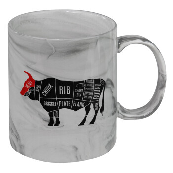 Diagrams for butcher shop, Mug ceramic marble style, 330ml