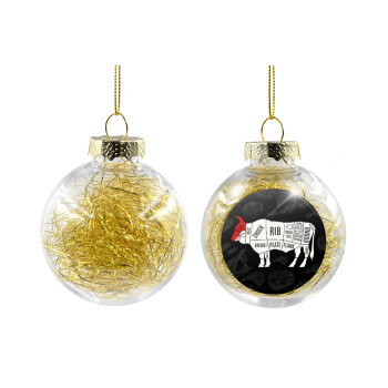 Diagrams for butcher shop, Transparent Christmas tree ball ornament with gold filling 8cm