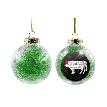 Diagrams for butcher shop, Transparent Christmas tree ball ornament with green filling 8cm