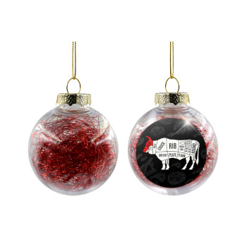 Diagrams for butcher shop, Transparent Christmas tree ball ornament with red filling 8cm