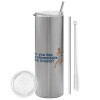 Eco friendly stainless steel Silver tumbler 600ml, with metal straw & cleaning brush