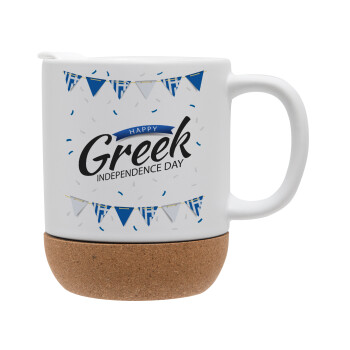 Happy GREEK Independence day, Ceramic coffee mug Cork (MAT), 330ml (1pcs)