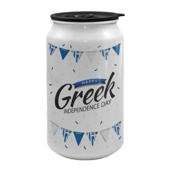 Happy GREEK Independence day, Κούπα ταξιδιού μεταλλική με καπάκι (tin-can) 500ml