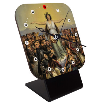 Η Ελλάς Ευγνωμονούσα, Quartz Wooden table clock with hands (10cm)