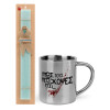 Easter Set, metallic thermal cup (300ml) & aromatic flat Easter candle (30cm) (TURQUOISE)