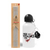 Easter Set, metallic aluminum water bottle (500ml) & aromatic flat Easter candle (30cm) (GRAY)