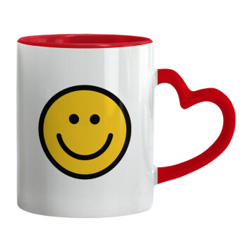 Smile classic, Mug heart red handle, ceramic, 330ml