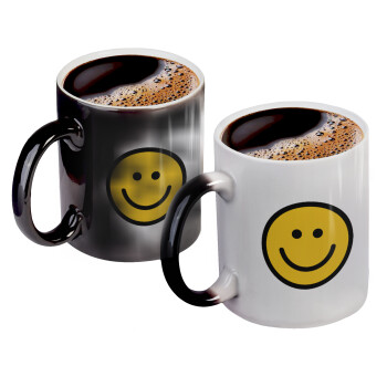 Smile classic, Color changing magic Mug, ceramic, 330ml when adding hot liquid inside, the black colour desappears (1 pcs)